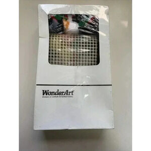 Wonder Art Christmas Latch Hook Kit "Christmas Bear" 12"x12" Easy Caron Int. NIB